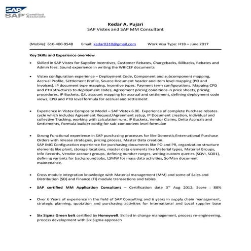 Kedar Pujari - SAP Vistex