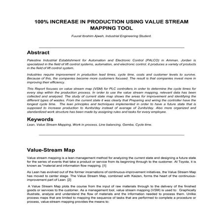 PALCO INDUSTRY USING VALUE STREAM MAPPING