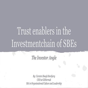 Trust Enablers in the Investmentchain of SBEs - By Gibbernak