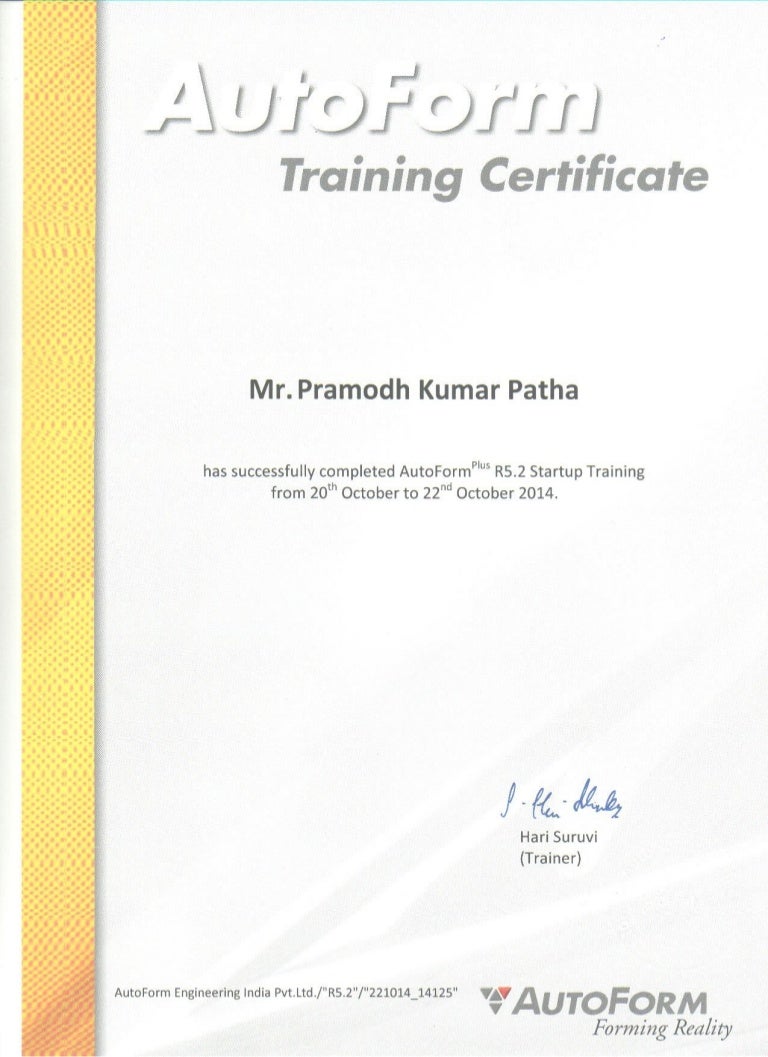 Autoform cert