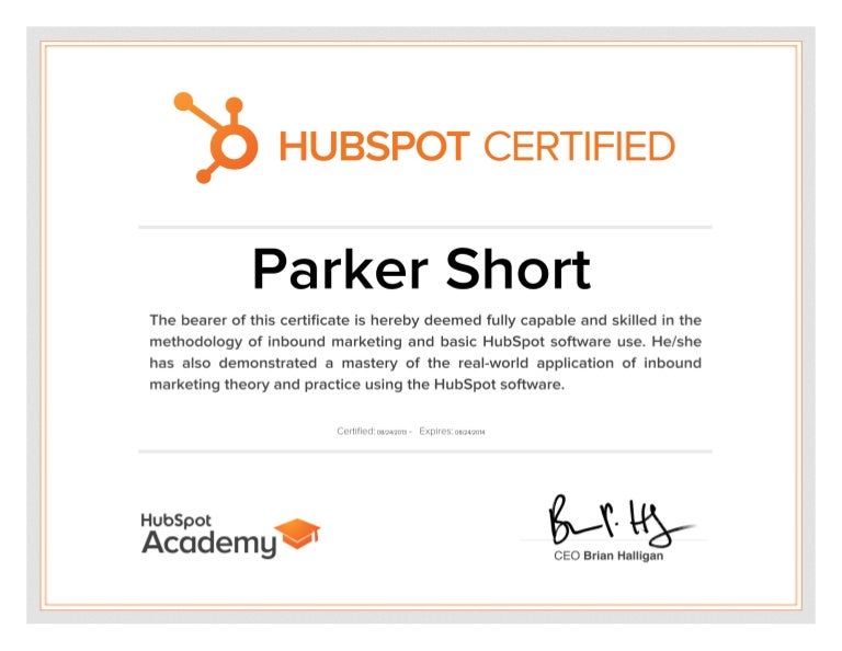 HubSpot Certificate