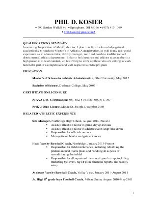 athletic director resume examples