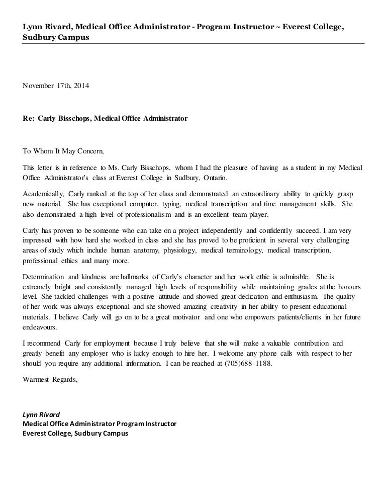b reference letter sample letter of recommendation for administrative assistant