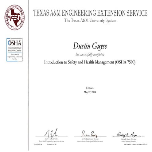 Intro to Safety & Health Management