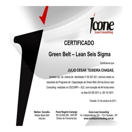 Certificado Green Belt - Lean Six Sigma | PDF