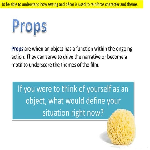Film language: mise en scene - props | PPTX