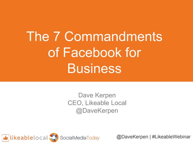 7 Commandments of Facebook for Business