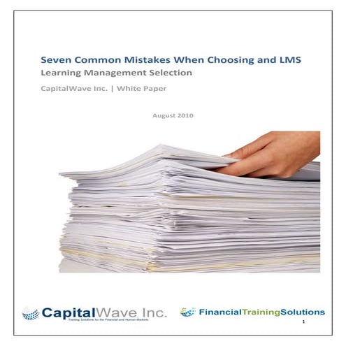 7 common mistakes when choosing an lms white paper august 2010