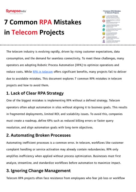 Future-Ready Software Solutions for RPA in Telecom Industry