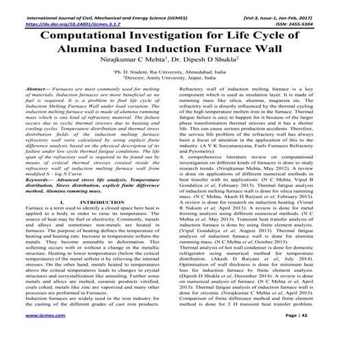 computational investigation for life cycle of alumina based induction furnace...