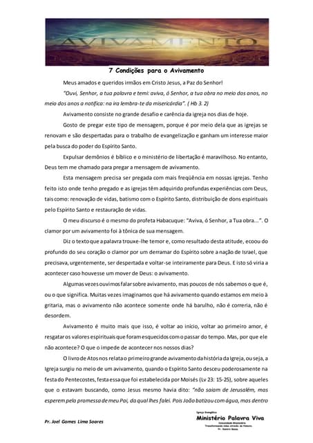 7 Condições para o Avivamento