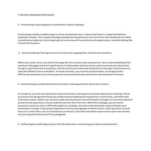 7 critical reading strategies