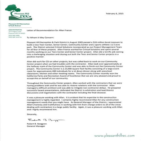 PH parks and rec - Letter of Recommendation | PDF