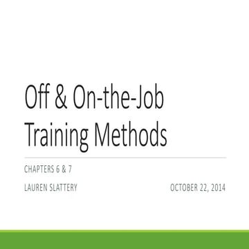 Training and Development - Solo Lecture