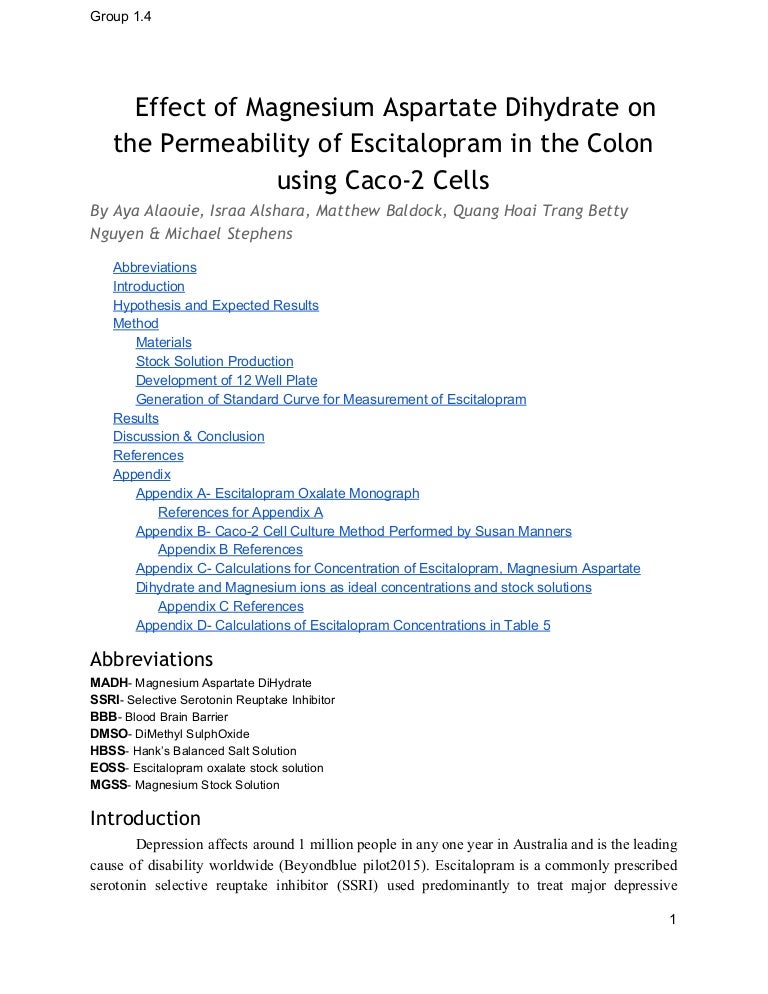 Group 1.4 Effect of Magnesium Aspartate Dihydrate on the Permeabilit…