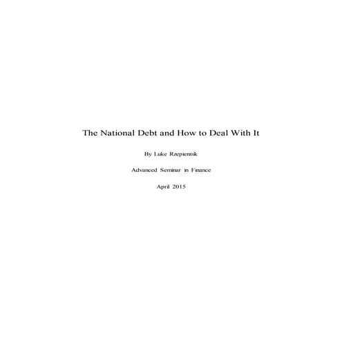 National Debt and How to Deal With It