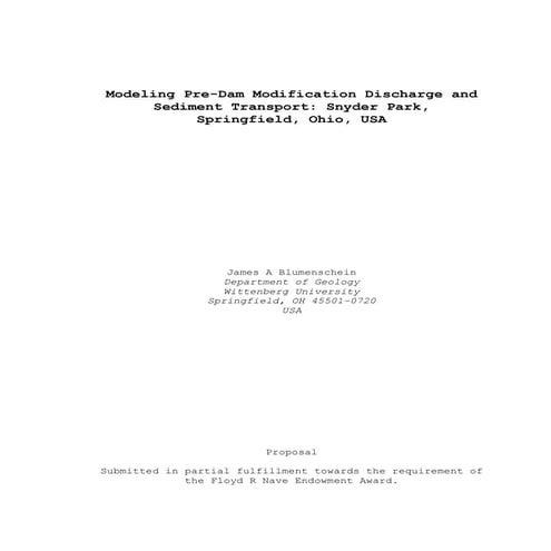 Discharge and Sediment Transport Modeling Buck Creek Proposal