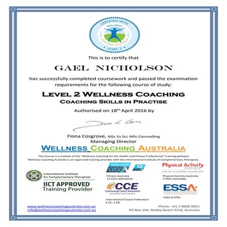 Level 1 Wellness Coach | PDF