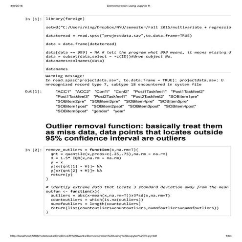 Demonstration using Jupyter R