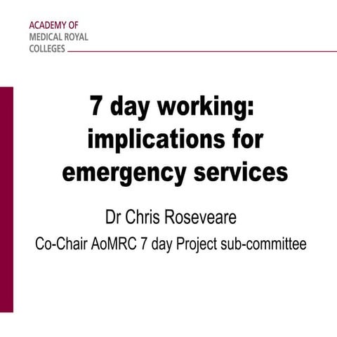 Seven Day Services - Practical Solutions – Weekend Ward Round Rostering ...