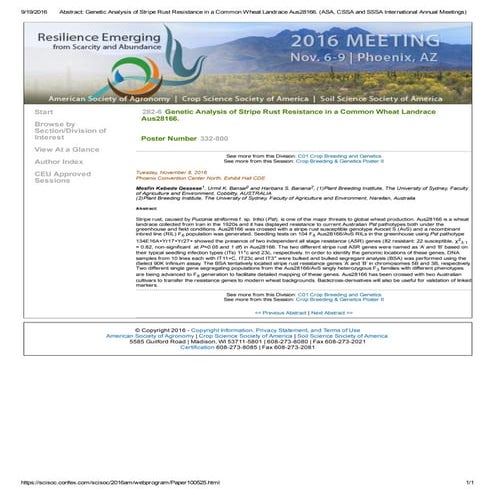 Abstract_ Genetic Analysis of Stripe Rust Resistance in a Common Wheat Landra...