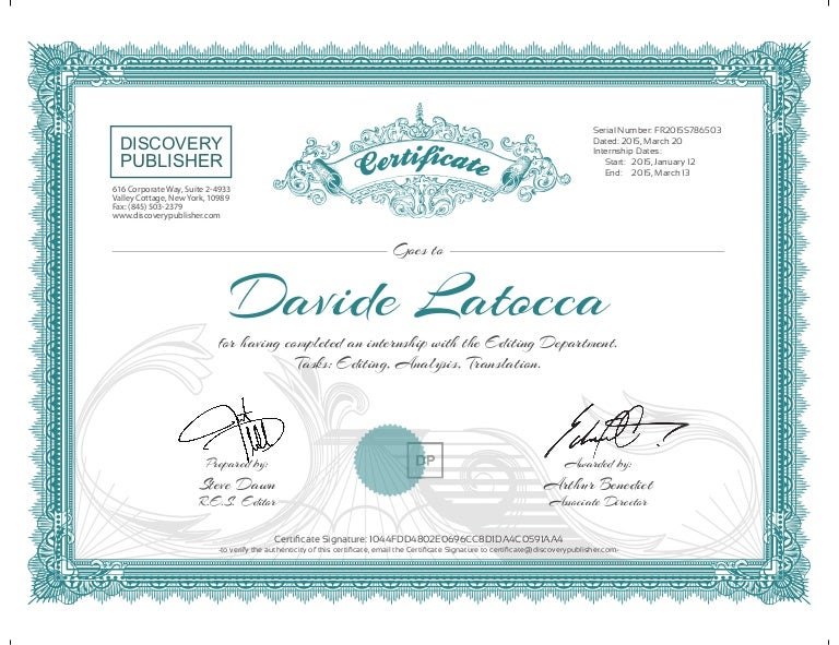 Fr2015s786503 Certificate Davide Latocca