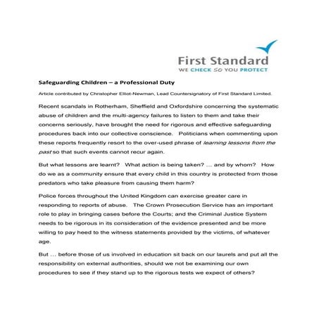 Safeguarding Children - a Professional Duty