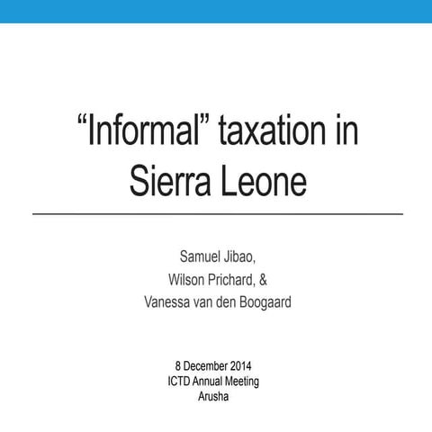 Informal” taxation in Sierra Leone | PDF