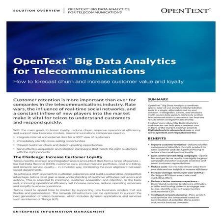 OpenText Big Data Analytics for Telecommunications - Solution Overview