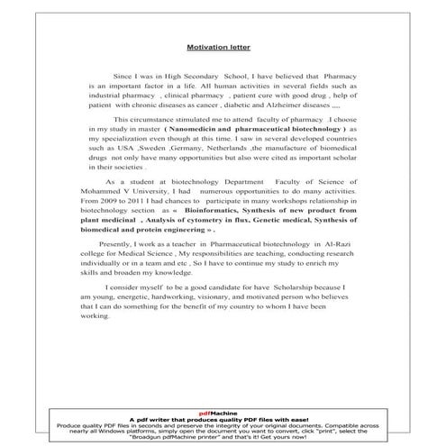 Motivation letter | PDF