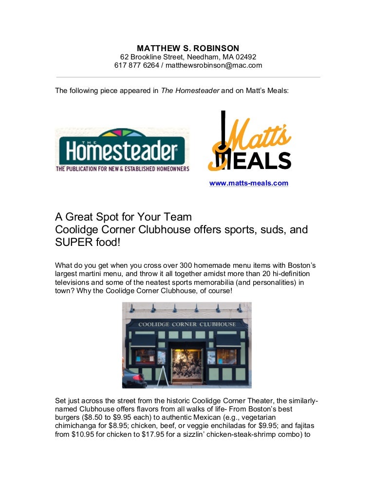 *RESTAURANT FEATURES