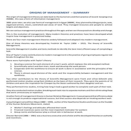 ILM - Origins of Management