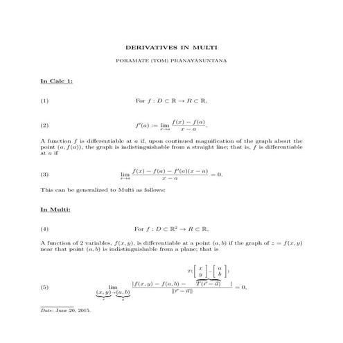 Derivatives in Multi