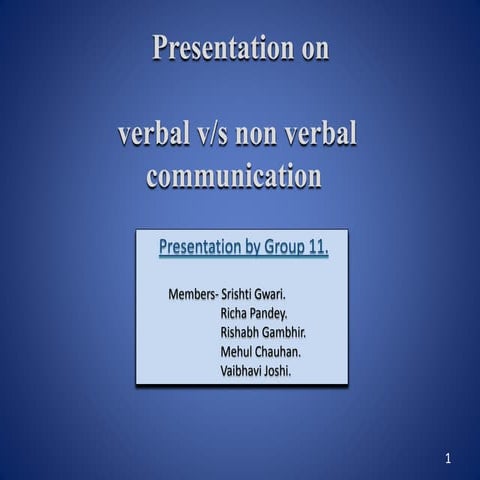 Verbal vs non verbal communication.