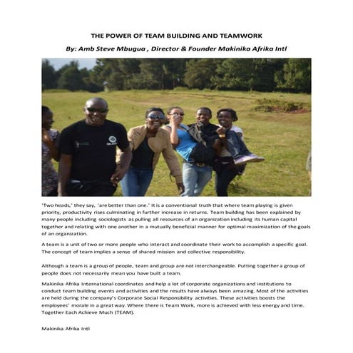 THE POWER OF TEAM BUILDING AND TEAMWORK