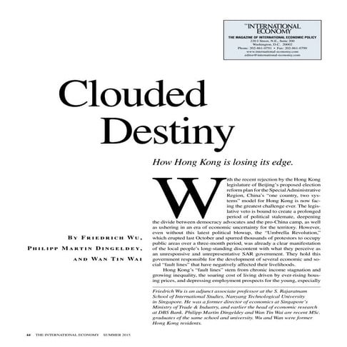 Hong Kong's Clouded Destiny by Wu, Dingeldey & Wan, TIE, Sep 2015
