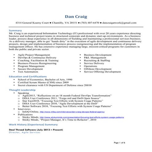 dan craig resume