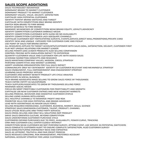 General plan to Develop Sales in different areas - Major points, one ...