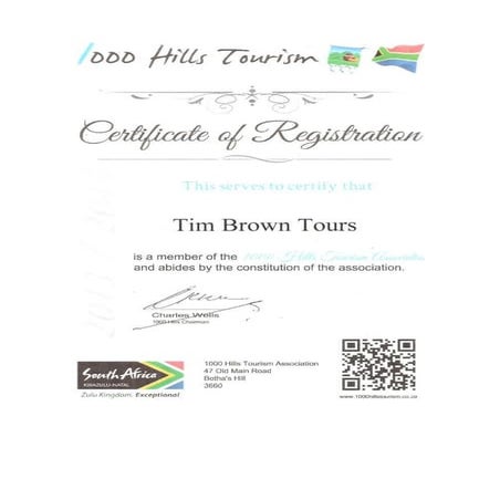 Valley of 1000 Hills CTO registration confirmation