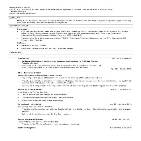 Ashok Architect resume