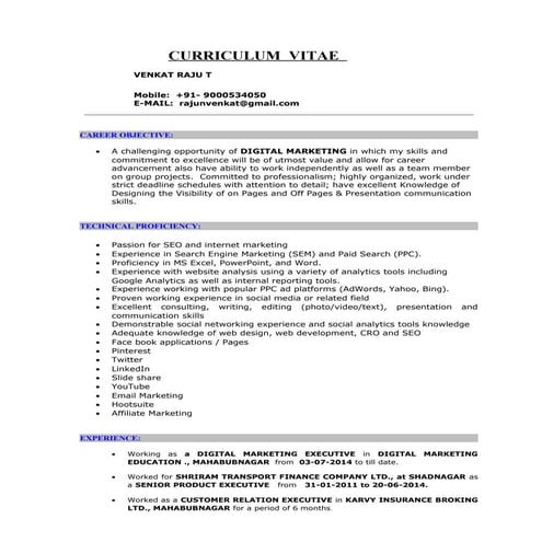 venkat DME Resume (1)