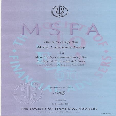 Society of Financial Adviser.MSFA. Mark Perry | PDF