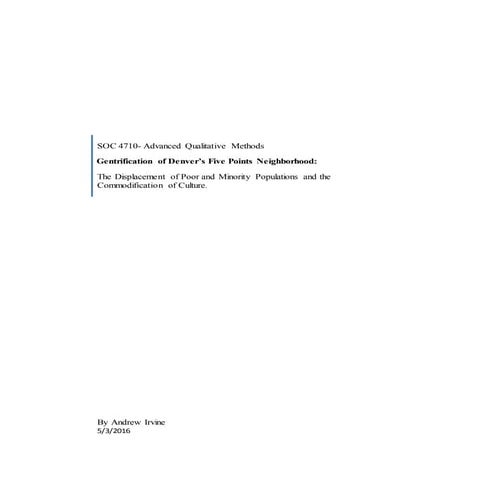 SOC 4710 Gentrification of Five Points Final Paper