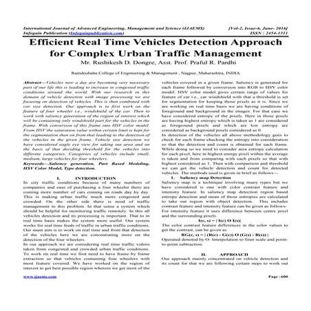 efficient real time vehicles detection approach for complex urban traffic man...