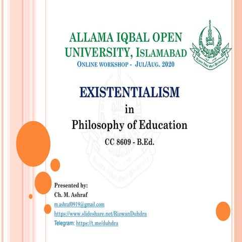 EXISTENTIALISM in Philosophy of Education