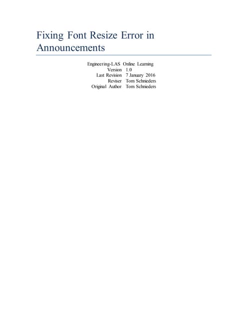 Fixing Font Resize Error in Announcements