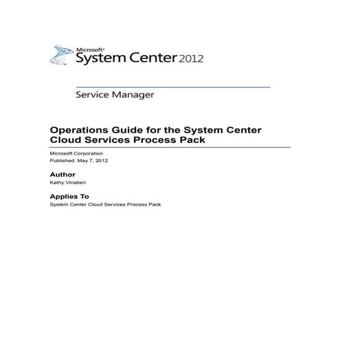 System Center Cloud Services Process Pack Operations Guide
