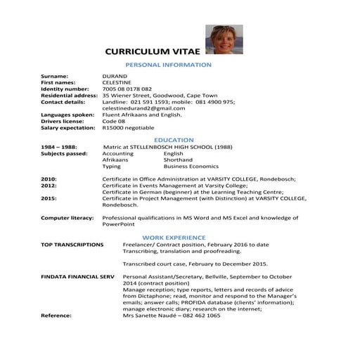 updated CV Celestine Durand