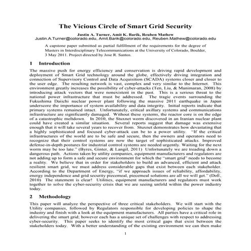 Capstone Team Report -The Vicious Circle of Smart Grid Security