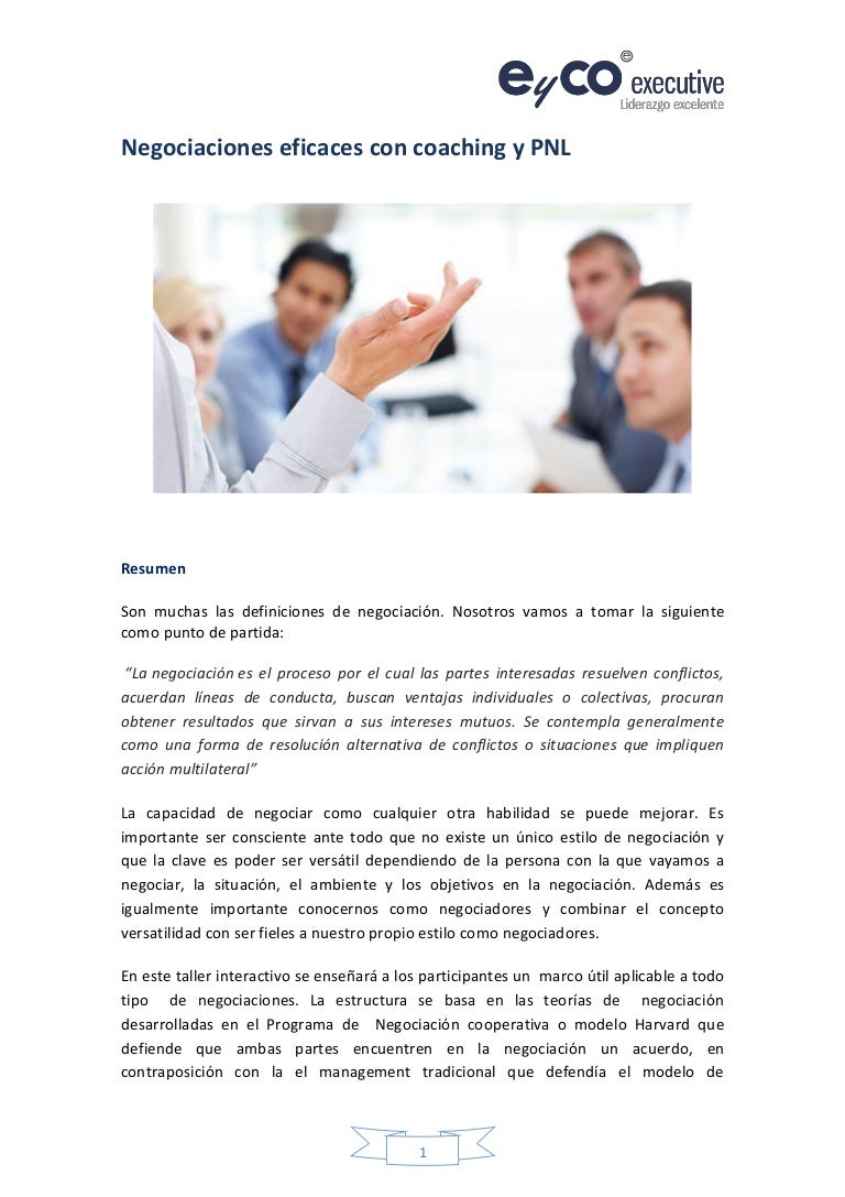 Negociaciones Eficaces Con Coaching Y Pnl